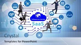  Presentation with saas - Slide set enhanced with software-as-a-service-saas background and a light blue colored foreground