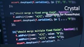  Presentation with java programming - Beautiful PPT layouts featuring software computer programming code backdrop and a navy blue colored foreground