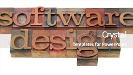  Presentation with color blocks - Amazing PPT theme having software design words in vintage backdrop and a tawny brown colored foreground