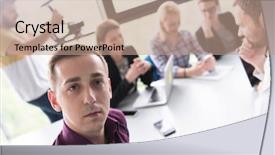  Presentation with team meeting - Amazing slides having software desihn - business team meeting in modern backdrop and a coral colored foreground