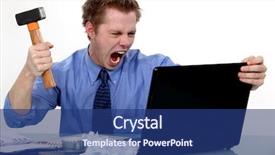  Presentation with software - Beautiful PPT theme featuring software desihn - businessman about to smash his backdrop and a ocean colored foreground