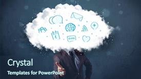  Presentation with man in suit guitar - Colorful slide set enhanced with software desihn - man in suit with cloud backdrop and a ocean colored foreground