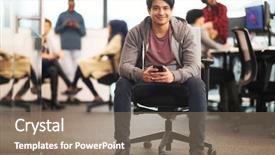  Presentation with creative writing - Slide set enhanced with software developer using mobile phone background and a coral colored foreground