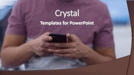  Presentation with creative writing - Presentation design featuring software developer using mobile phone background and a violet colored foreground