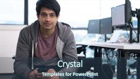  Presentation with creative writing - Slide deck with software developer using mobile phone background and a ocean colored foreground