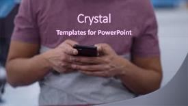  Presentation with programming - PPT theme featuring software developer using mobile phone background and a tawny brown colored foreground