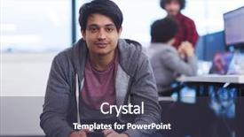  Presentation with creative writing - PPT layouts consisting of software developer using mobile phone background and a dark gray colored foreground