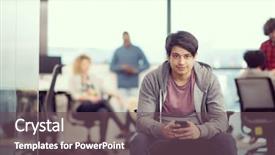  Presentation with creative writing - Amazing slide deck having software developer using mobile phone backdrop and a tawny brown colored foreground