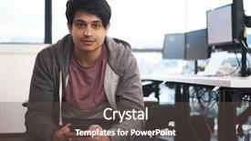  Presentation with creative writing - Slide deck with software developer using mobile phone background and a  colored foreground