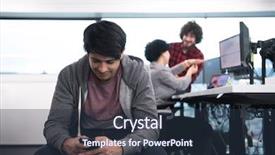  Presentation with creative writing - Cool new slides with software developer using mobile phone backdrop and a tawny brown colored foreground