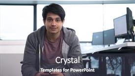  Presentation with creative writing - Amazing PPT layouts having software developer using mobile phone backdrop and a dark gray colored foreground