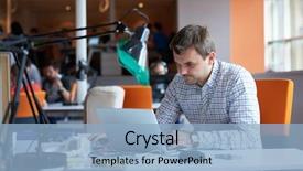  Presentation with computer software - Theme consisting of software developer working on computer background and a light blue colored foreground