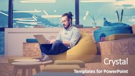  Presentation with developer - Cool new theme with software developer writing programming code backdrop and a coral colored foreground