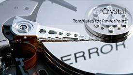  Presentation with hard disk - Colorful presentation design enhanced with software fault - close up of error backdrop and a light blue colored foreground