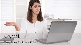  Presentation with order - Theme enhanced with software help desk - order businesswoman frustrated background and a light gray colored foreground