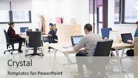  Presentation with small group working - PPT theme enhanced with software help desk - startup business people group working background and a light gray colored foreground