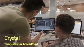  Presentation with problem solution - PPT layouts with software help desk - startup business people group working background and a  colored foreground