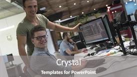  Presentation with problem solution - Theme having software help desk - startup business people group working background and a gray colored foreground