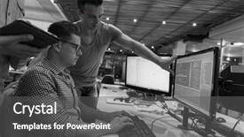  Presentation with problem solution - Audience pleasing theme consisting of software help desk - startup business people group working backdrop and a  colored foreground