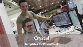  Presentation with problem solution - Slide set consisting of software help desk - startup business people group working background and a  colored foreground