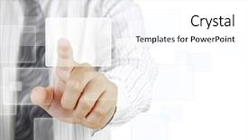  Presentation with touch screen accessible for disable students - Theme having software innovation - business man pushing background and a  colored foreground