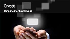  Presentation with software - Slides consisting of software innovation - hand symbol background and a black colored foreground