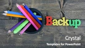  Presentation with backup - Colorful presentation theme enhanced with software lessons - backup word on wooden table backdrop and a  colored foreground