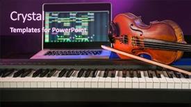  Presentation with piano and violin - Slide set consisting of software lessons - piano keyboards old violin background and a wine colored foreground