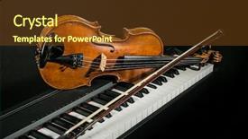  Presentation with piano - Colorful slide set enhanced with software lessons - piano keyboards with old violin backdrop and a tawny brown colored foreground