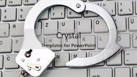  Presentation with software maintenance support - PPT theme featuring software maintenance support - handcuffs lying on the keyboard background and a light gray colored foreground