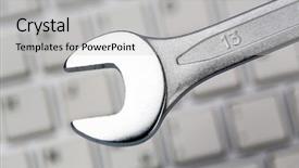  Presentation with software maintenance support - Audience pleasing presentation consisting of software maintenance support - wrench as a tool backdrop and a  colored foreground