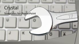  Presentation with software maintenance support - PPT theme with software maintenance support - wrench as a tool background and a light gray colored foreground