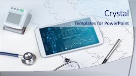  Presentation with healthcare system - Amazing presentation theme having software on tablet and healthcare backdrop and a sky blue colored foreground