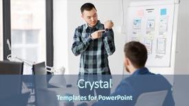  Presentation with software - Audience pleasing slide deck consisting of software presentations - business technology and people concept backdrop and a ocean colored foreground