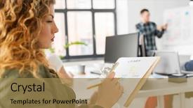  Presentation with abstract digital business interface - Beautiful theme featuring software presentations - business user interface design backdrop and a coral colored foreground