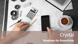  Presentation with software - Cool new PPT layouts with software supply - engineer working with phone backdrop and a coral colored foreground