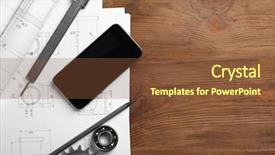  Presentation with engineering - PPT theme having software supply - engineering supplies phone and blueprints background and a tawny brown colored foreground