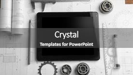  Presentation with water supply engineering - Cool new presentation theme with software supply - engineering supplies tablet and blueprints backdrop and a dark gray colored foreground