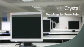  Presentation with of a computer lab - Audience pleasing presentation consisting of software training - computer in lab backdrop and a gray colored foreground