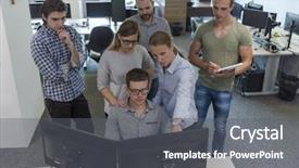  Presentation with team group - PPT layouts with software training - startup business people group working background and a gray colored foreground