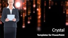  Presentation with blonde holding magnifying glass - Amazing PPT theme having softwareware - composite image of blonde businesswoman backdrop and a black colored foreground