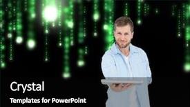  Presentation with happy image - Presentation with softwareware - composite image of happy man background and a  colored foreground