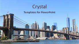  Presentation with brooklyn bridge - PPT theme enhanced with soho - brooklyn bridge and manhattan skyline background and a light gray colored foreground
