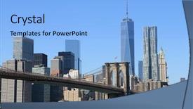  Presentation with brooklyn bridge - Slide deck with soho - brooklyn bridge and manhattan skyline background and a light blue colored foreground