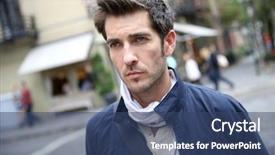  Presentation with school crossing safety - Slides consisting of soho - casual guy crossing shopping street background and a ocean colored foreground