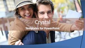  Presentation with new york city - Colorful PPT layouts enhanced with soho - cheerful couple showing new york backdrop and a coral colored foreground