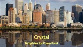  Presentation with water pool in river cave - Colorful slides enhanced with soho - lower manhattan with water reflection backdrop and a tawny brown colored foreground