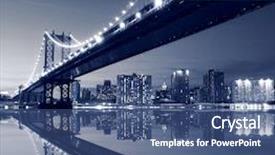  Presentation with new york night - Colorful PPT theme enhanced with soho - manhattan bridge and manhattan skyline backdrop and a ocean colored foreground