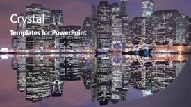  Presentation with light golden lights - Amazing theme having soho - manhattan skyline at night lights backdrop and a  colored foreground