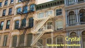  Presentation with new york city - Slide deck consisting of soho buildings facade in manhattan background and a violet colored foreground